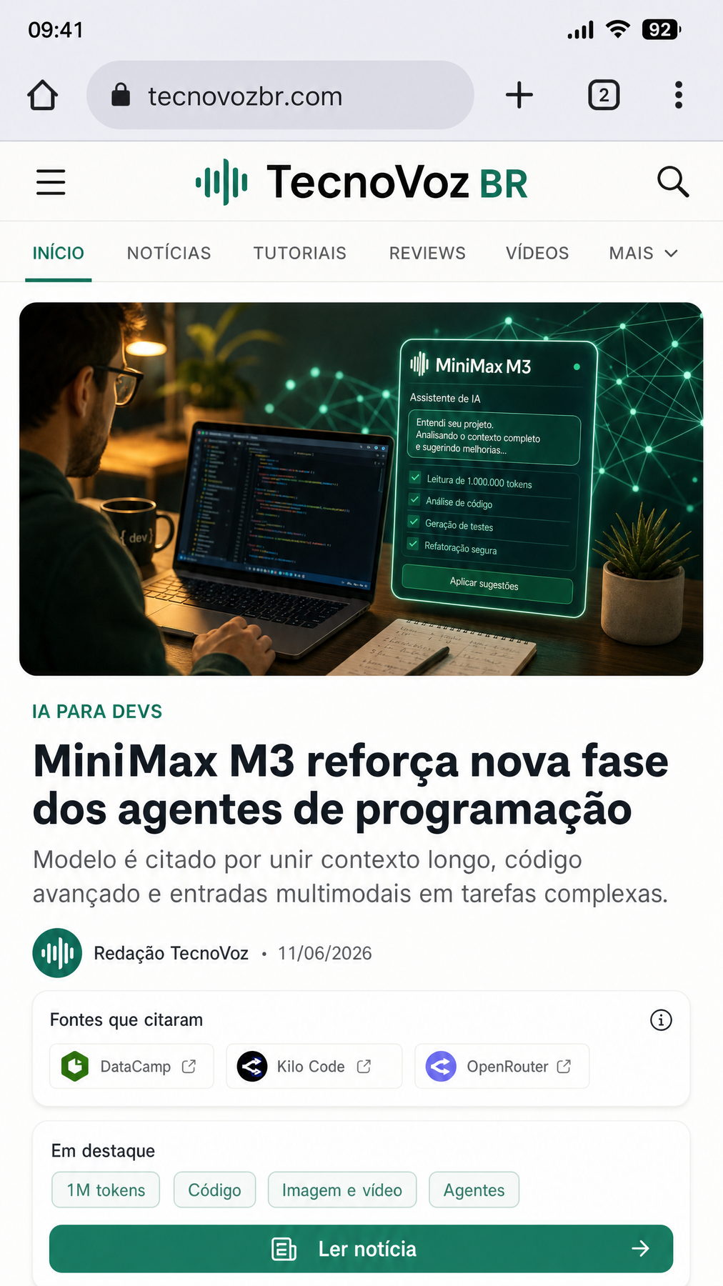 Comentário em rede social sobre a IA